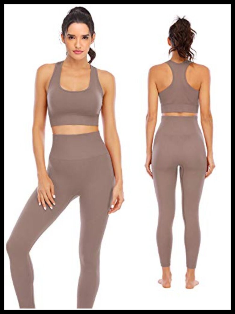 Women's 2-Piece Seamless High Waisted Leggings & Padded Sports Bra Set for